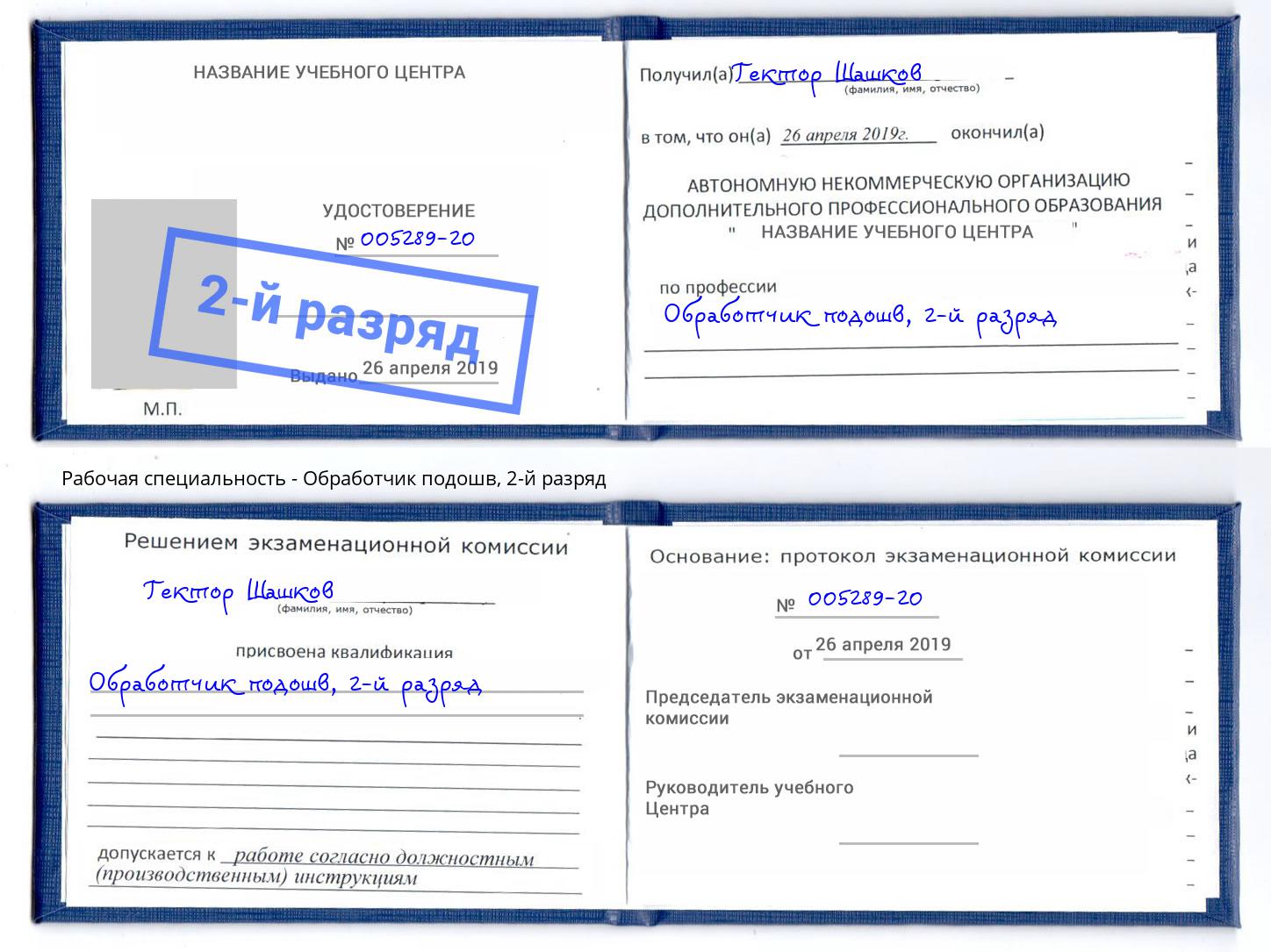 корочка 2-й разряд Обработчик подошв Ногинск