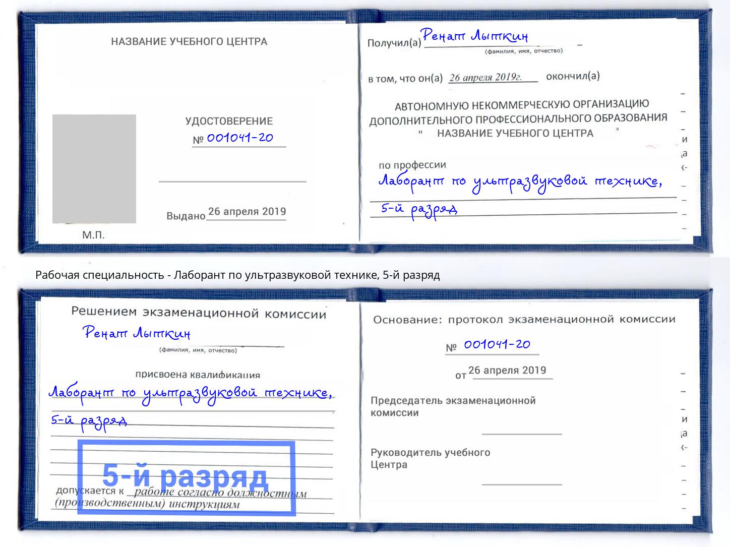 корочка 5-й разряд Лаборант по ультразвуковой технике Ногинск
