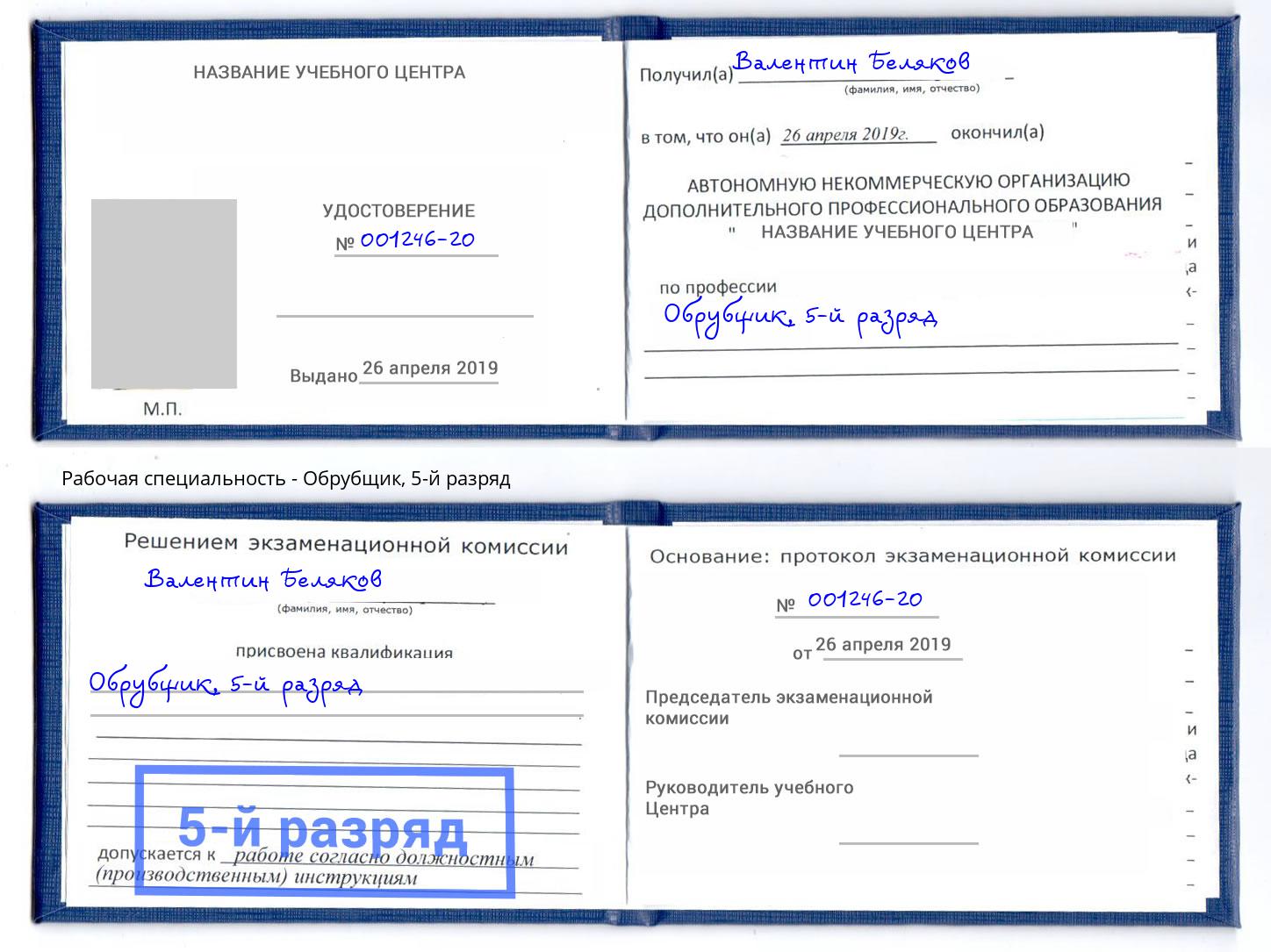 корочка 5-й разряд Обрубщик Ногинск
